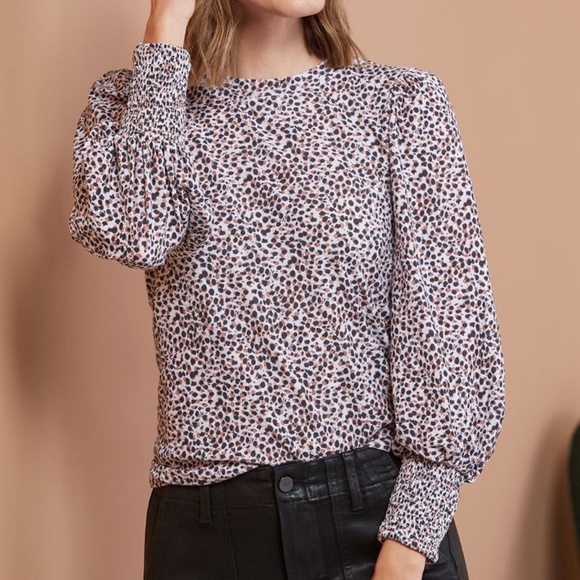 Nation Ltd Loren smocked puff sleeve tee S New - Picture 9 of 16